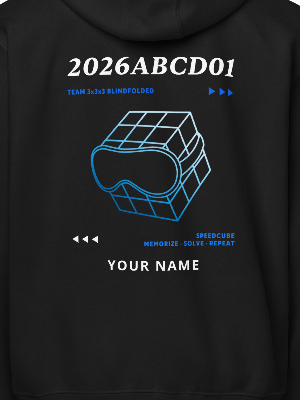 WCA Cuber Custom Zip Hoodie - 3x3x3 blindfolded
