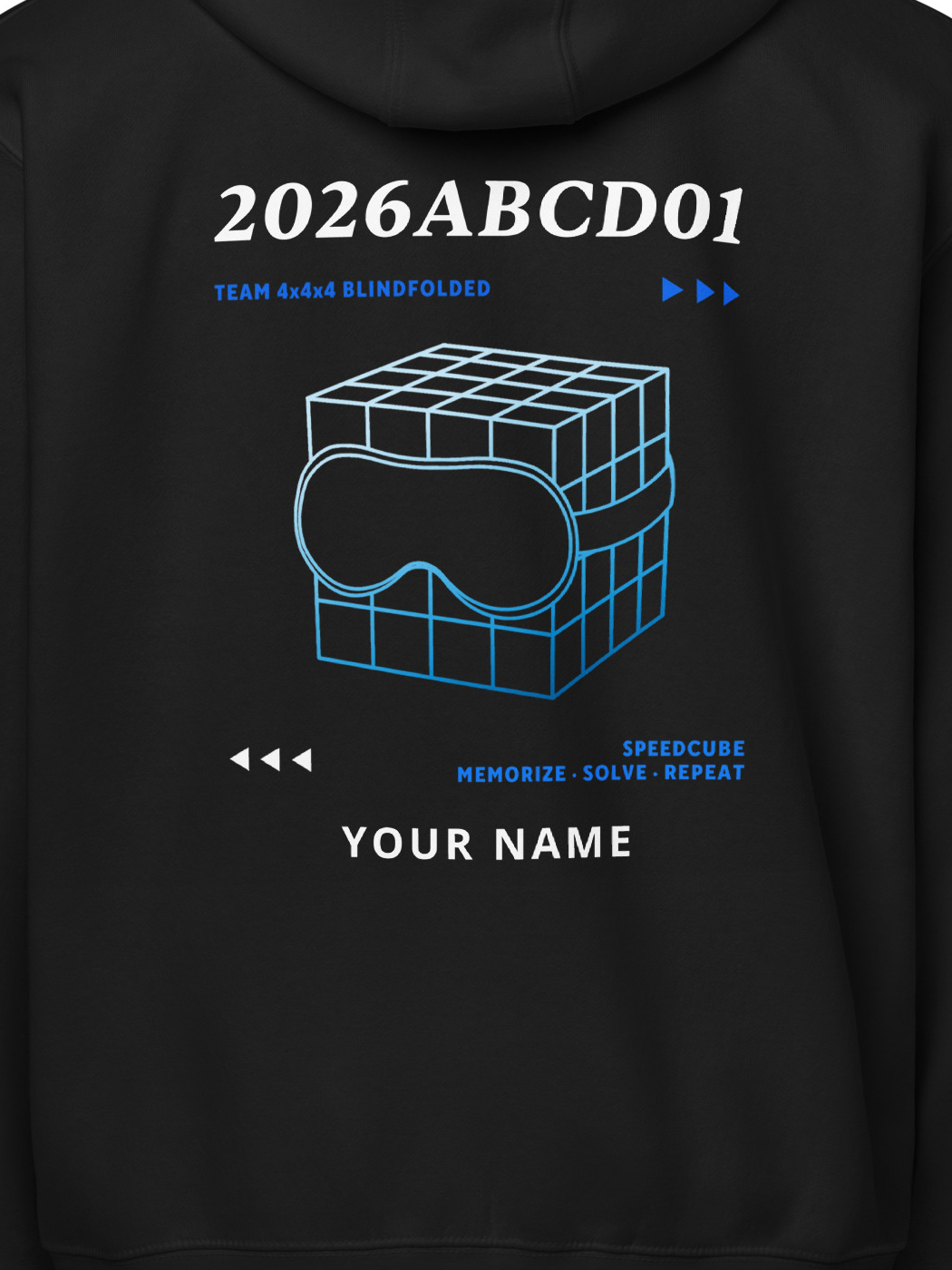 WCA Cuber Custom Zip Hoodie - 4x4x4 blindfolded